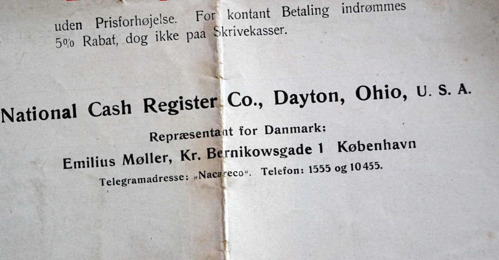 National Cash Register Co Dansk Salgsbrochure