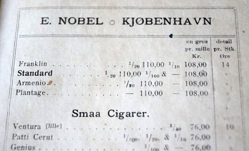 Prisliste over Cigarer og Cigarillos