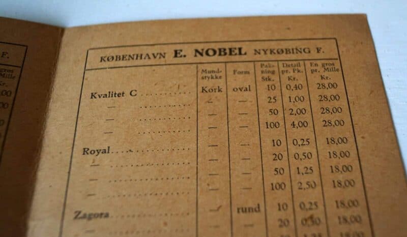Prisliste over Cigaretter