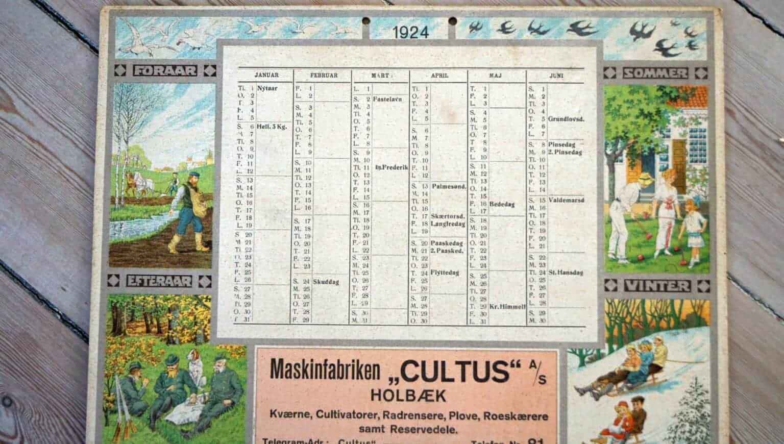 Maskinfabriken CULTUS AS Holbæk. Kalender 1924 – Finurlium