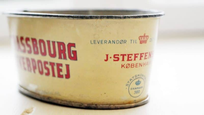Strassbourg Leverpostej. J. Steffensen, København. Form i blik