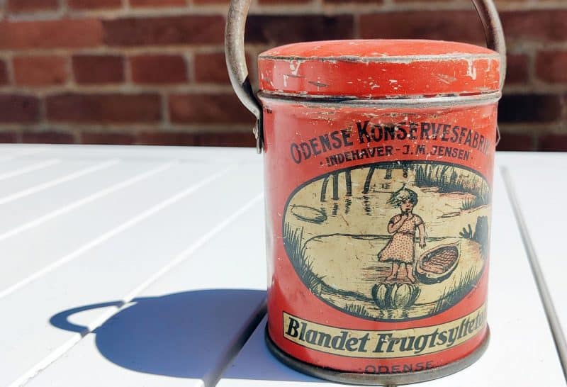 Odense Konservesfabrik. Blandet Frugtsyltetøj Odense m. hank
