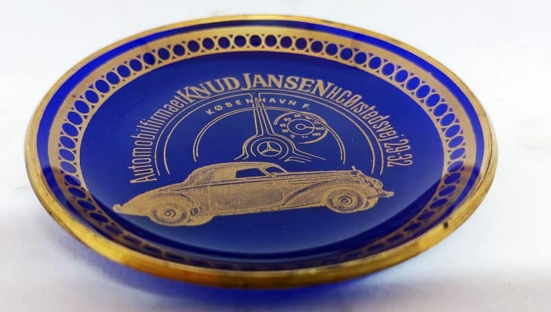 Lille glasskål fra Automobilfirmaet Knud Jansen H. C. Ørstedsvej 29-32 København F