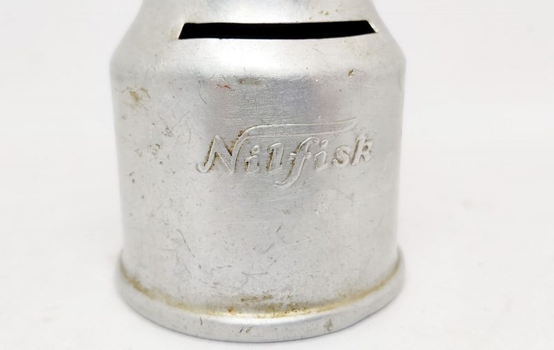 Nilfisk reklame sparebøsse i aluminiumsblik