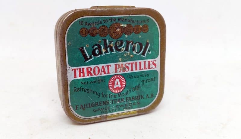 Lakerol Halspastiller. Gammel blikdåse