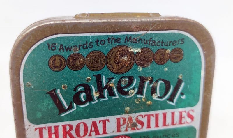 Lakerol Halspastiller. Gammel blikdåse