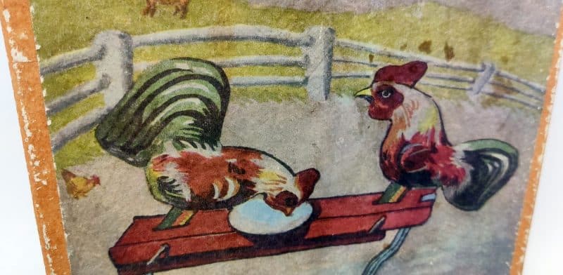 Mekanisk bliklegetøj. Hakkende høns. Pecking Rooster 1029