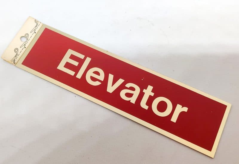 Aluskilt Elevator - 16x4 cm