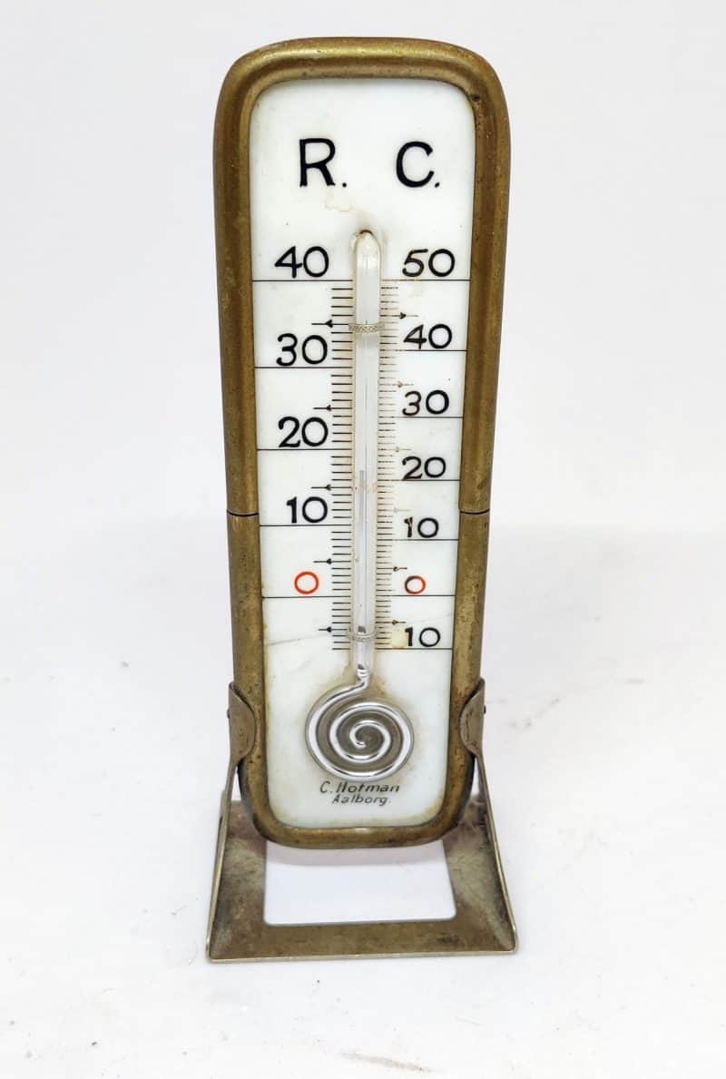 Termometer i porcelæn og messing. C. Hotman Aalborg