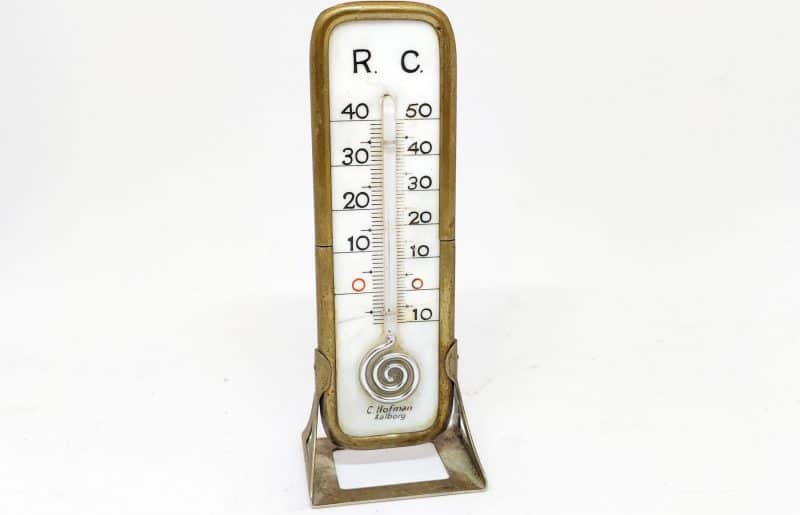 Termometer i porcelæn og messing. C. Hotman Aalborg