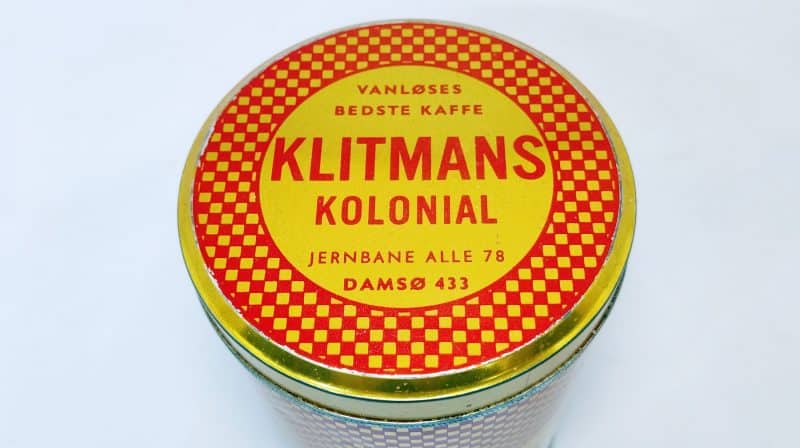 Vanløses Bedste Kaffe. Klitmans Kolonial Jernbane Alle 78 Damsø 433. Kaffedåse