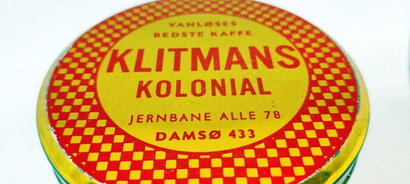 Vanløses Bedste Kaffe. Klitmans Kolonial Jernbane Alle 78 Damsø 433. Kaffedåse