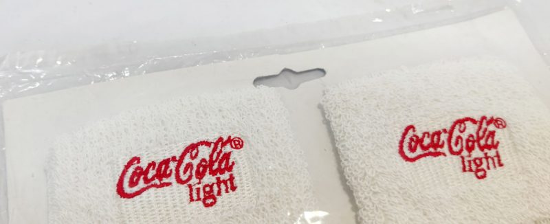 Originalt sæt Coca Cola Light reklame svedbånd (pandebånd + håndled)