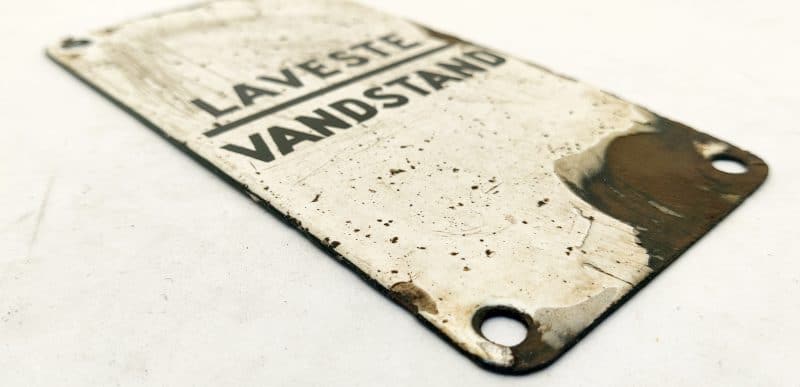 Emaljeskilt. Laveste Vandstand