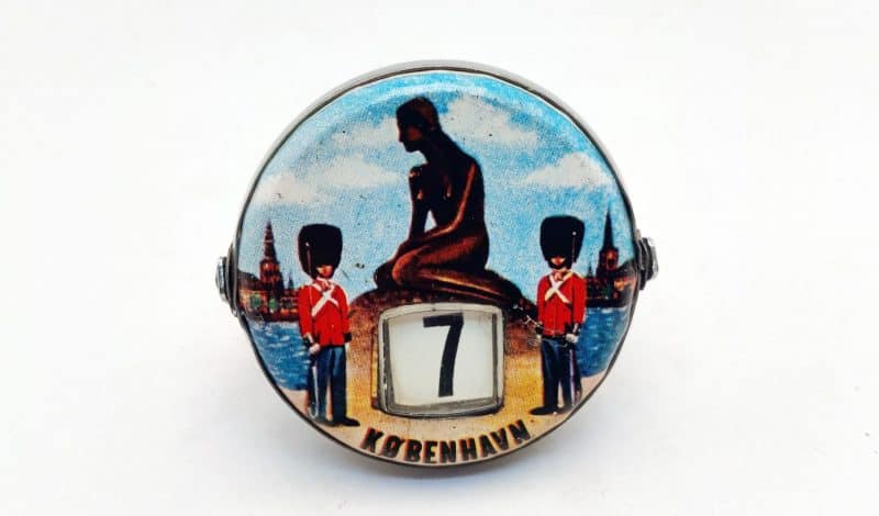 Gammel reklame evighedskalender (souvenir). Gardere og Den Lille Havfrue