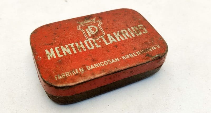 Menthol-Lakrids blikdåse fra Fabriken Danicosan København