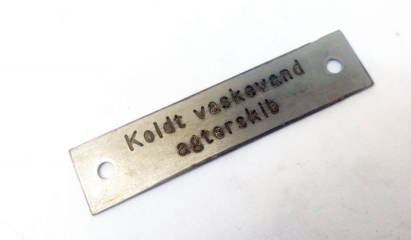 Koldt vaskevand agterskib - Lille skilt