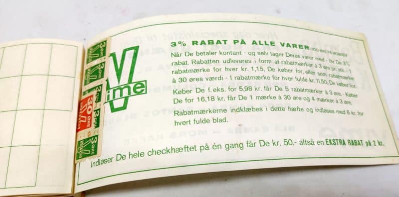 Vime Rabatcheckhæfte med værdimærker. Bamba Kaffe fra Vime