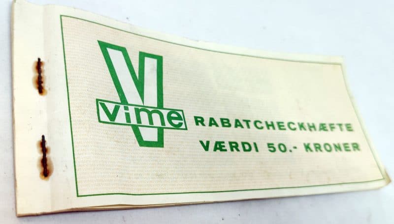 Vime Rabatcheckhæfte med værdimærker. Bamba Kaffe fra Vime
