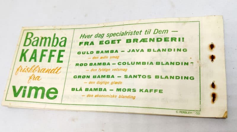 Vime Rabatcheckhæfte med værdimærker. Bamba Kaffe fra Vime