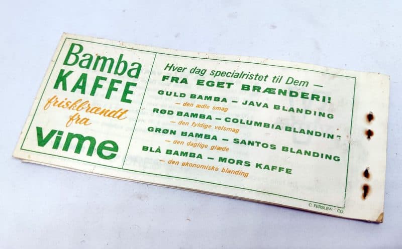 Vime Rabatcheckhæfte med værdimærker. Bamba Kaffe fra Vime