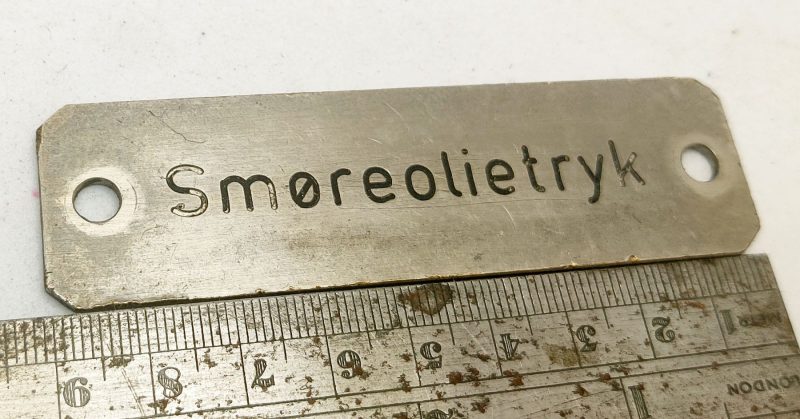 Smøreolietryk. Metalskilt