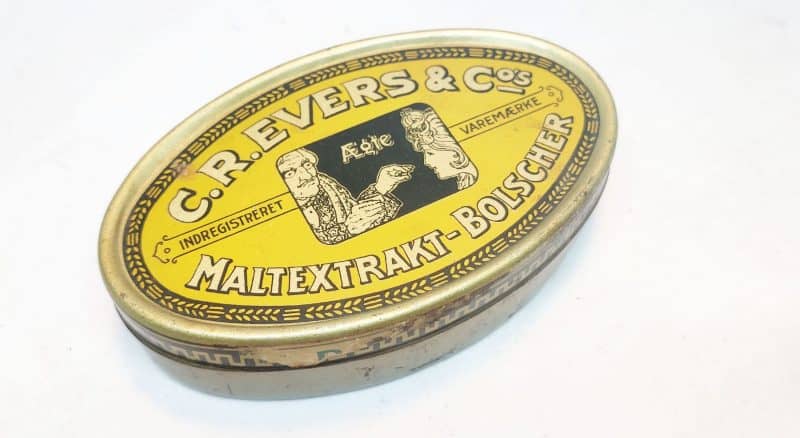 C. R. Evers & Cos. Ægte Maltextrakt-Bolscher. Blikdåse