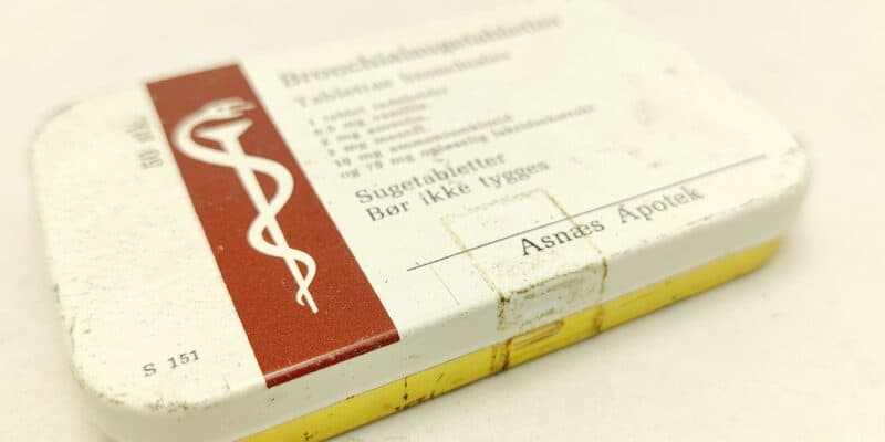Brochialsugetabletter blikdåse fra Asnæs Apotek