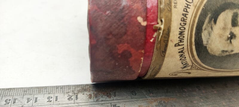 dison Gold Moulder Record. National Phonograph Co. Ltd. Clerkenwell Rd. London E.C. Voksrulle æske