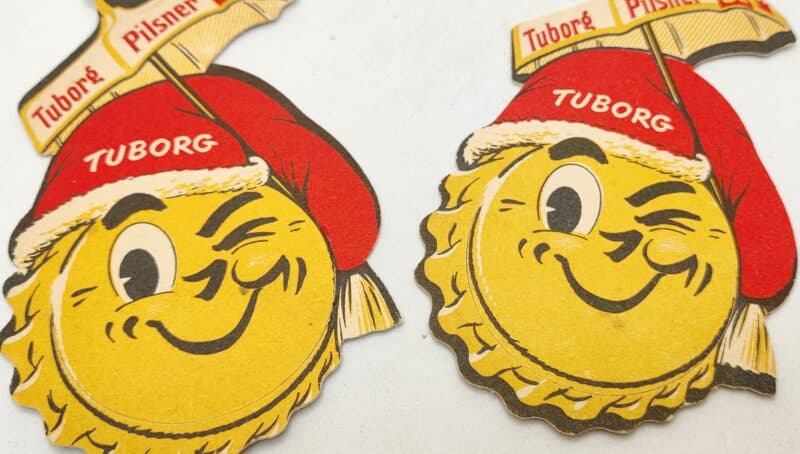 Tuborg Pilsner Flaskepynt (Sol) i pap (Sæt af 2)