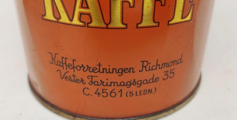 Kaffeforretningen Richmond Vester Farimagsgade 35 C 4561. Richmond Kaffe. Kaffedåse