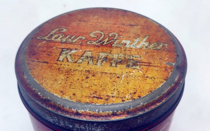 Laur. Winther Kaffe. Telefon 702-5402 Odense. Kaffedåse