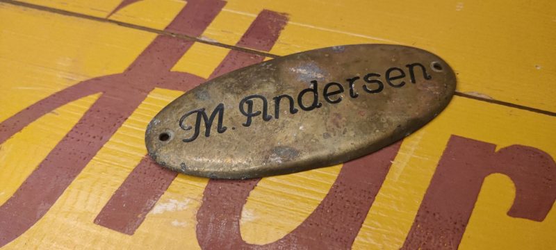 M. Andersen - Ældre messingskilt - dørskilt