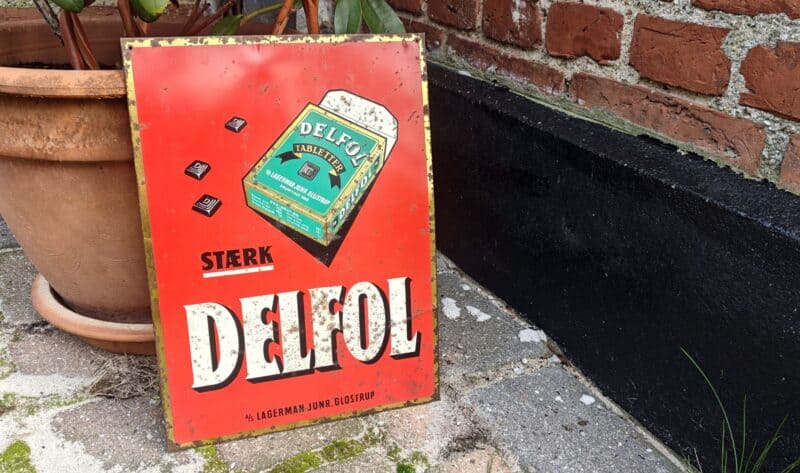 Stærk Delfol. Lagerman Junr. Glostrup - Blikskilt