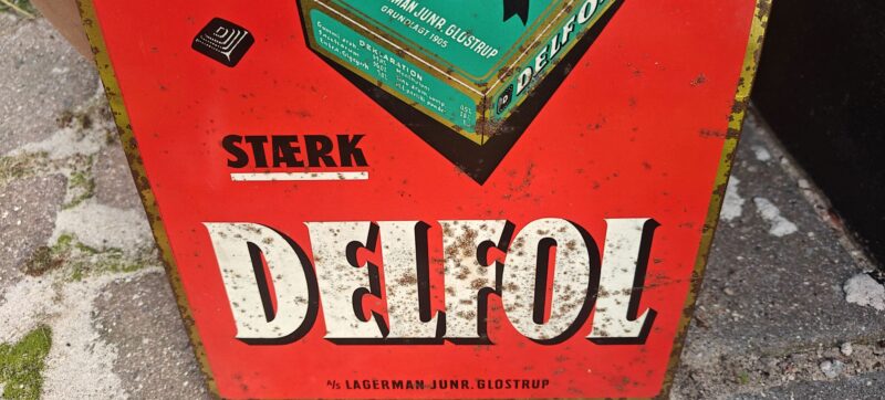 Stærk Delfol. Lagerman Junr. Glostrup - Blikskilt