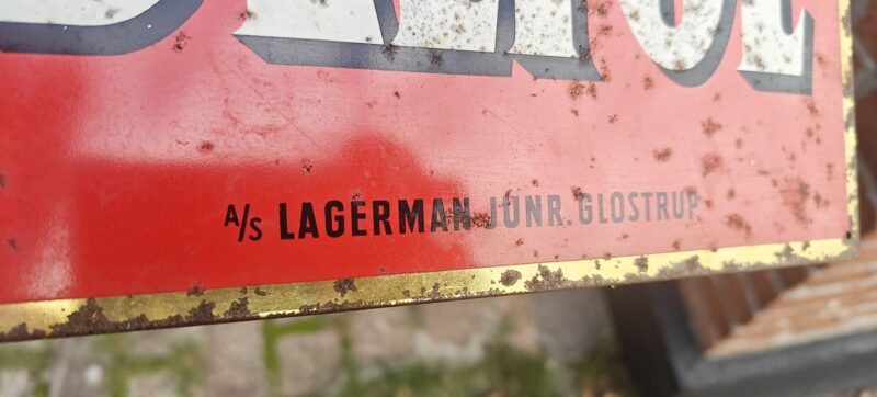 Stærk Delfol. Lagerman Junr. Glostrup - Blikskilt