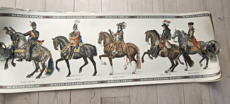 Schultz Danmarks Historie. Plakater med kongerækken udgivet af J.h. Schultz forlag