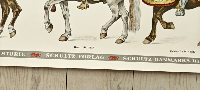 Schultz Danmarks Historie. Plakater med kongerækken udgivet af J.h. Schultz forlag