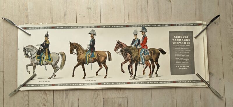 Schultz Danmarks Historie. Plakater med kongerækken udgivet af J.h. Schultz forlag