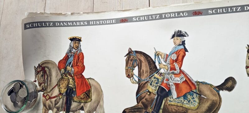 Schultz Danmarks Historie. Plakater med kongerækken udgivet af J.h. Schultz forlag