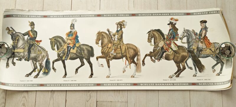 Schultz Danmarks Historie. Plakater med kongerækken udgivet af J.h. Schultz forlag
