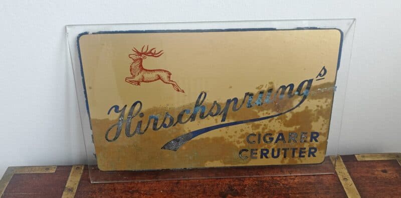 Hirschsprungs Cigarer Cerutter. Glasskilt