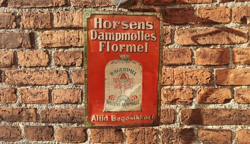 Horsens Dampmølles Flormel - Altid Bagesikkert. Blikskilt