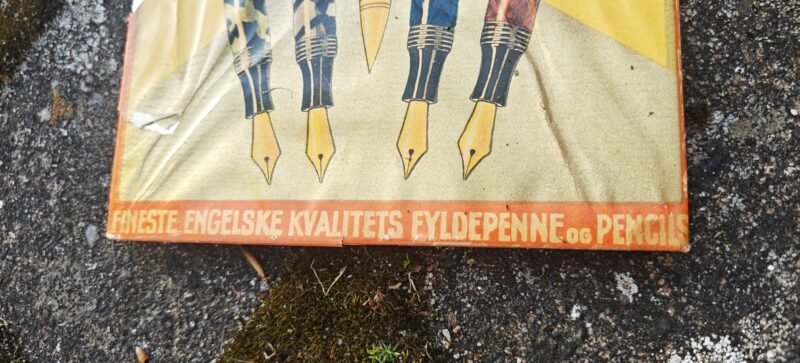 Reklameskilt for Oxford fyldepenne. Cellouid