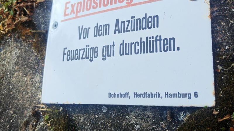 Achtung! Explosionsgefarh! Tysk Emaljeskilt
