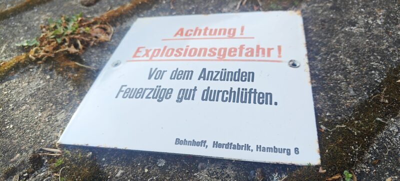 Achtung! Explosionsgefarh! Tysk Emaljeskilt
