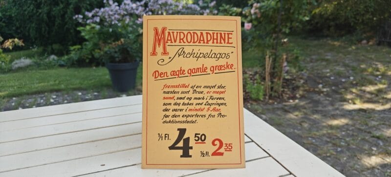 Mavrodaphne. Archipelagos. Den ægte gamle græske. Papskilt fra købmand