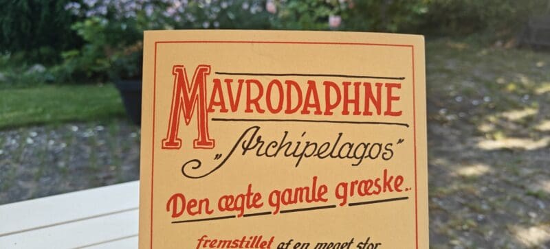 Mavrodaphne. Archipelagos. Den ægte gamle græske. Papskilt fra købmand