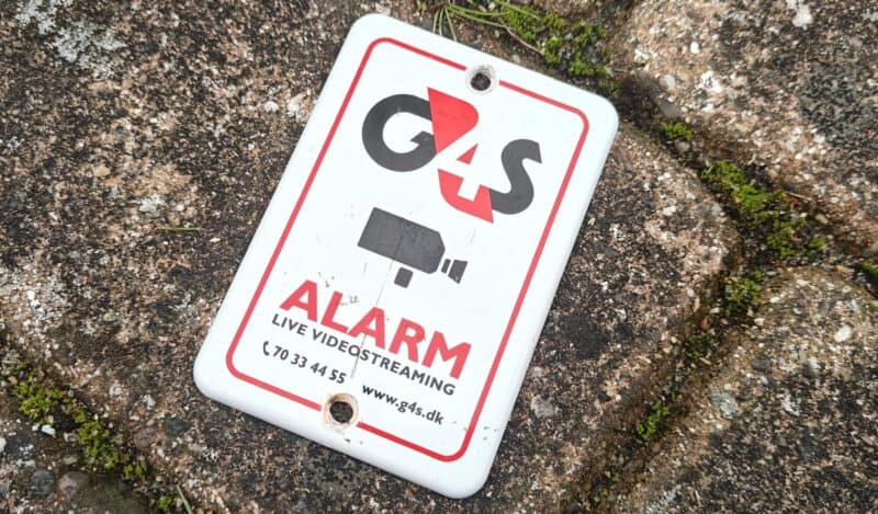G4S alarmskilt i plast