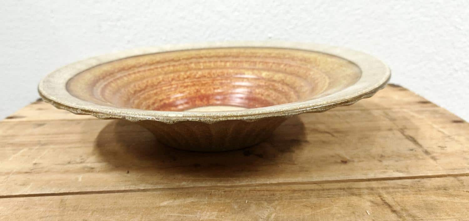 Stort fad. Brun og beige. Knabstrup